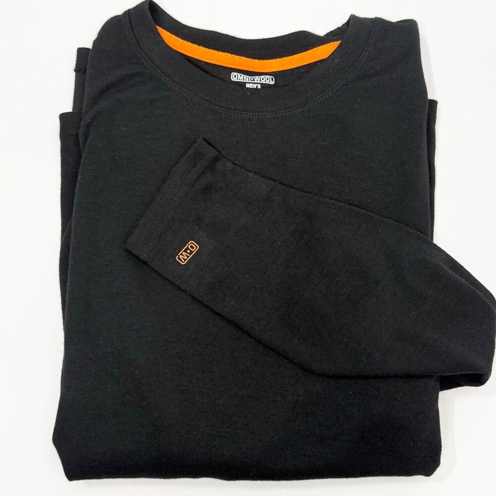 OmniWool Black Long Sleeve Wool Blend Base Layer for Men/Unisex - US Size L